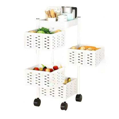 Modern Minimalist Carbon Steel Movable Square Hollow Storage Shelf 3/4/5-Shelves For Living Room