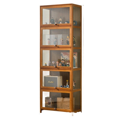 Traditional Chinese Bamboo Acrylic Rectangular Storage Shelf 4/5-Tier For Living Room
