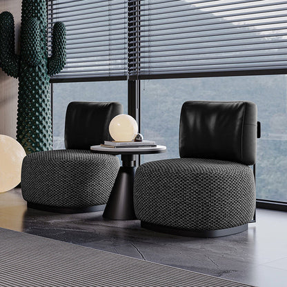 Contemporary Scandinavian Sintered Stone Carbon Steel Conical Round End Table 1-Tier For Living Room