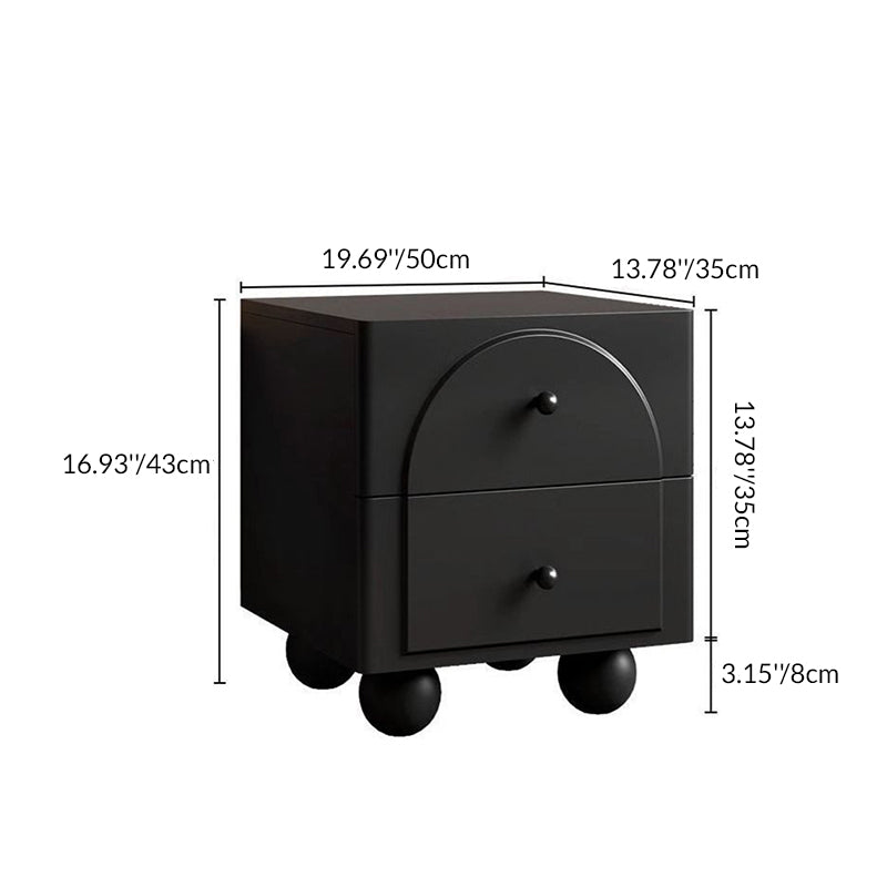 Traditional French Solid Wood Metal Square Round Ball Nightstand 2-Drawer For Bedroom