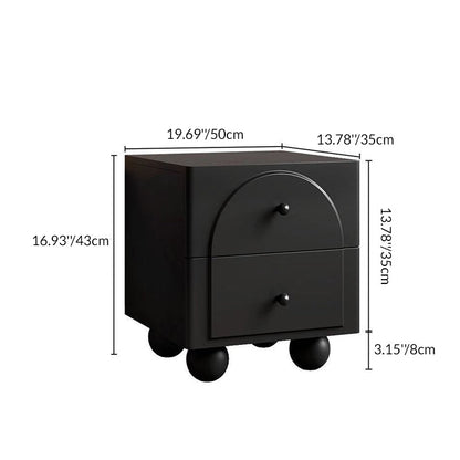 Traditional French Solid Wood Metal Square Round Ball Nightstand 2-Drawer For Bedroom