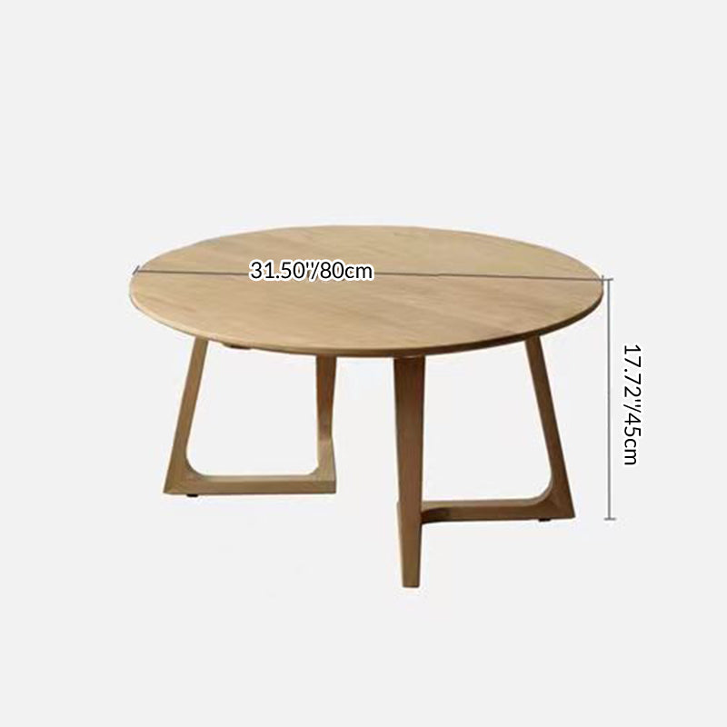 Contemporary Scandinavian Solid Wood Round Straight-Edge Coffee Table With 1-Tier For Living Room