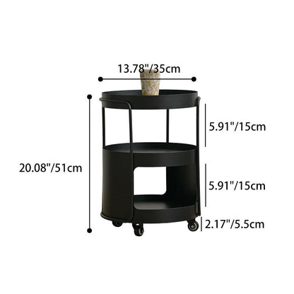 Modern Minimalist Iron Movable Round Side Table With 3 Tiers For Living Room