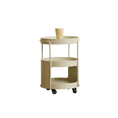 Modern Minimalist Iron Movable Round Side Table With 3 Tiers For Living Room