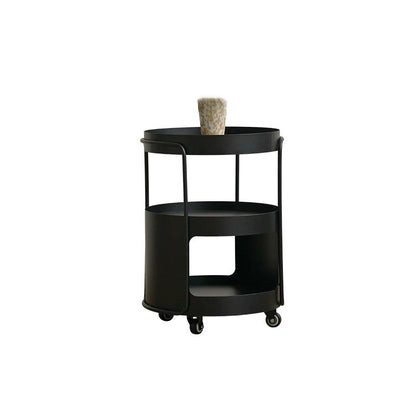 Modern Minimalist Iron Movable Round Side Table With 3 Tiers For Living Room