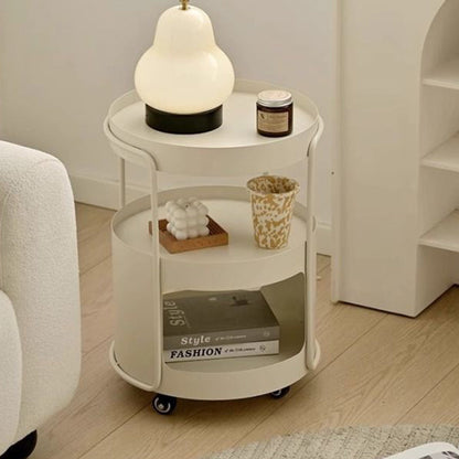 Modern Minimalist Iron Movable Round Side Table With 3 Tiers For Living Room