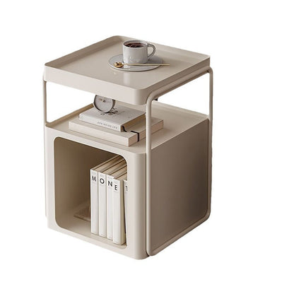Contemporary Creative Iron Movable Square Side Table With 3 Tiers For Living Room