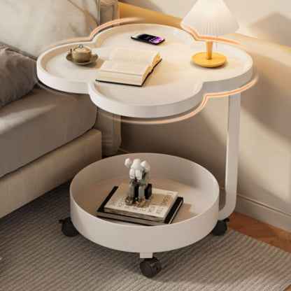Contemporary Creative Metal Movable Flower-Shaped Round Side Table With 2 Tiers For Living Room