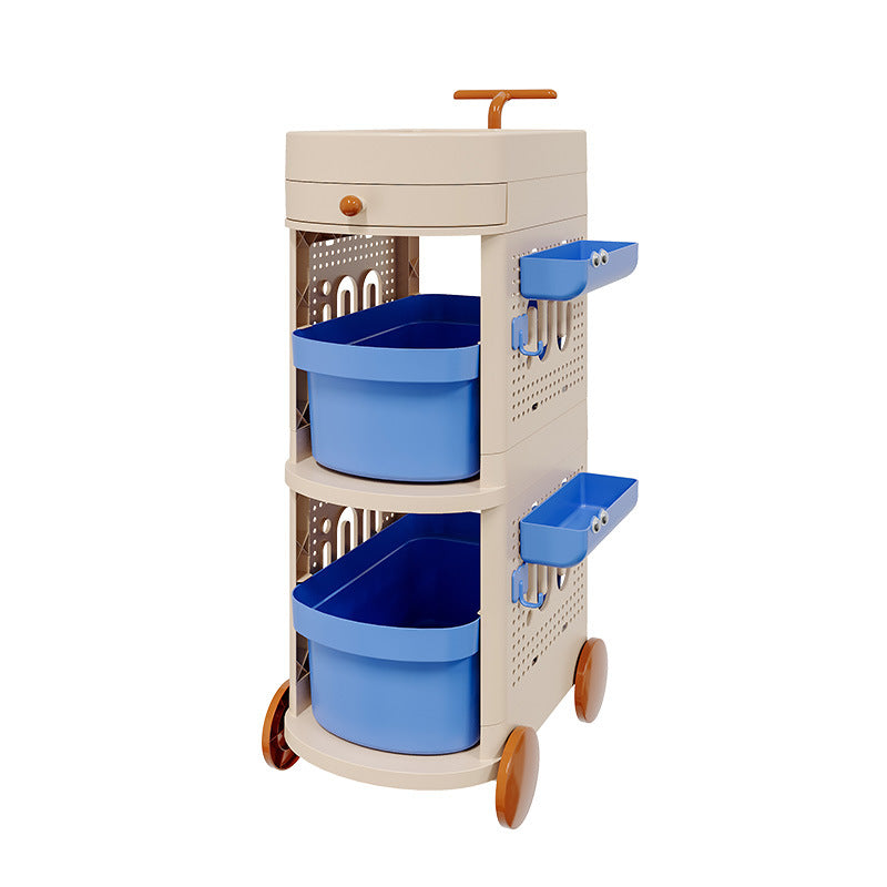 Contemporary Creative Plastic Round Oval Storage Shelf With 2/3 Shelves For Living Room