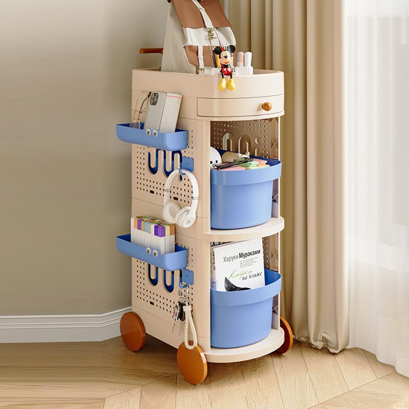 Contemporary Creative Plastic Round Oval Storage Shelf With 2/3 Shelves For Living Room