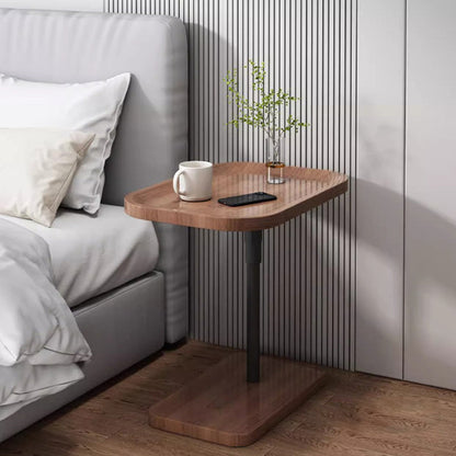 Contemporary Scandinavian Engineered Wood Metal Rounded Rectangular End Table With 2 Tiers For Living Room