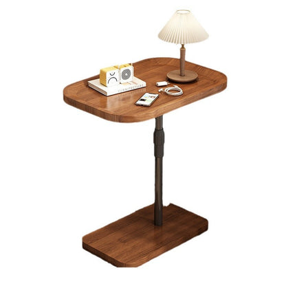 Contemporary Scandinavian Engineered Wood Metal Rounded Rectangular End Table With 2 Tiers For Living Room