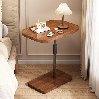 Contemporary Scandinavian Engineered Wood Metal Rounded Rectangular End Table With 2 Tiers For Living Room