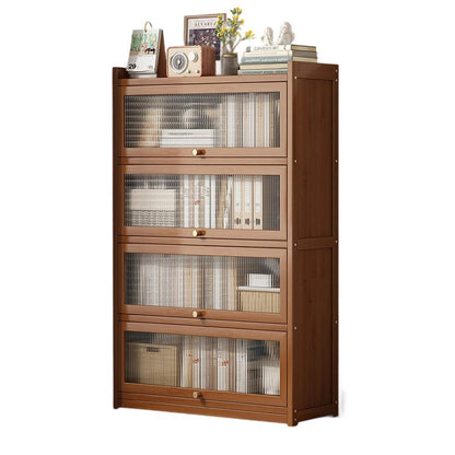 Traditional Vintage Acrylic Bamboo Rectangular Bookshelf With 5 Tiers For Living Room