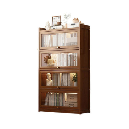 Traditional Vintage Acrylic Bamboo Rectangular Bookshelf With 5 Tiers For Living Room