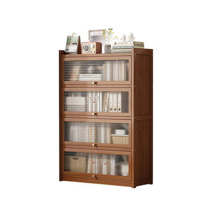 Traditional Vintage Acrylic Bamboo Rectangular Bookshelf With 5 Tiers For Living Room