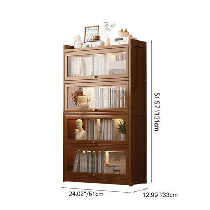 Traditional Vintage Acrylic Bamboo Rectangular Bookshelf With 5 Tiers For Living Room