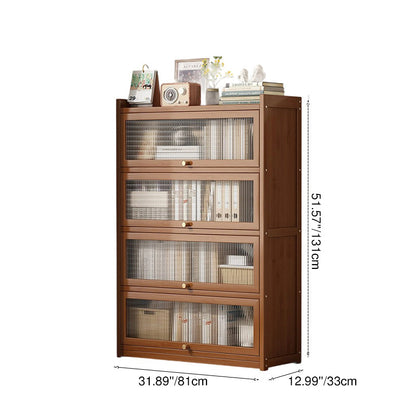 Traditional Vintage Acrylic Bamboo Rectangular Bookshelf With 5 Tiers For Living Room