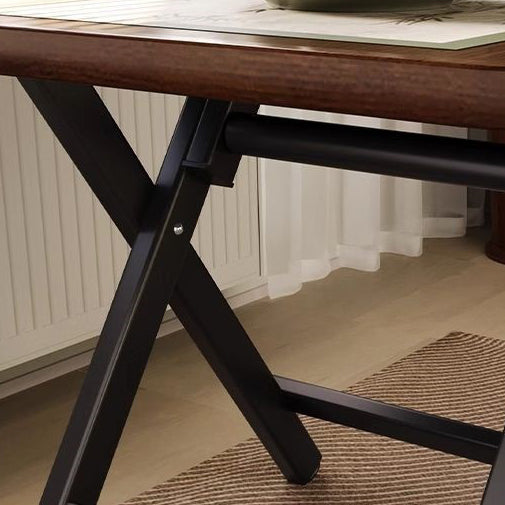 Traditional Vintage Medium Density Fiberboard Iron Frame Rounded Square Folding Dining Table With 1-Tier For Dining Room