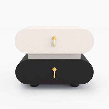 Modern Luxury Solid Wood Metal Oval Square Nightstand With 2 Drawers For Bedroom