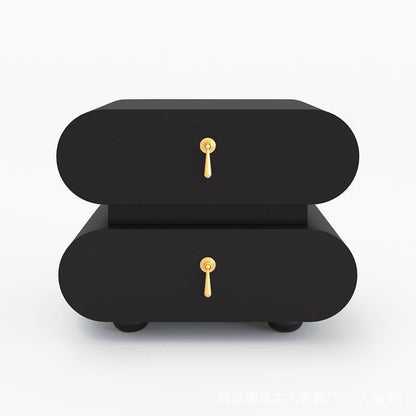 Modern Luxury Solid Wood Metal Oval Square Nightstand With 2 Drawers For Bedroom