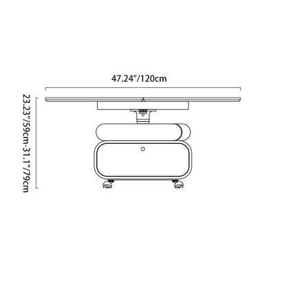 Traditional Chinese Solid Wood Hardware Rounded Square Lift-Top Coffee Table With 1-Tier For Living Room