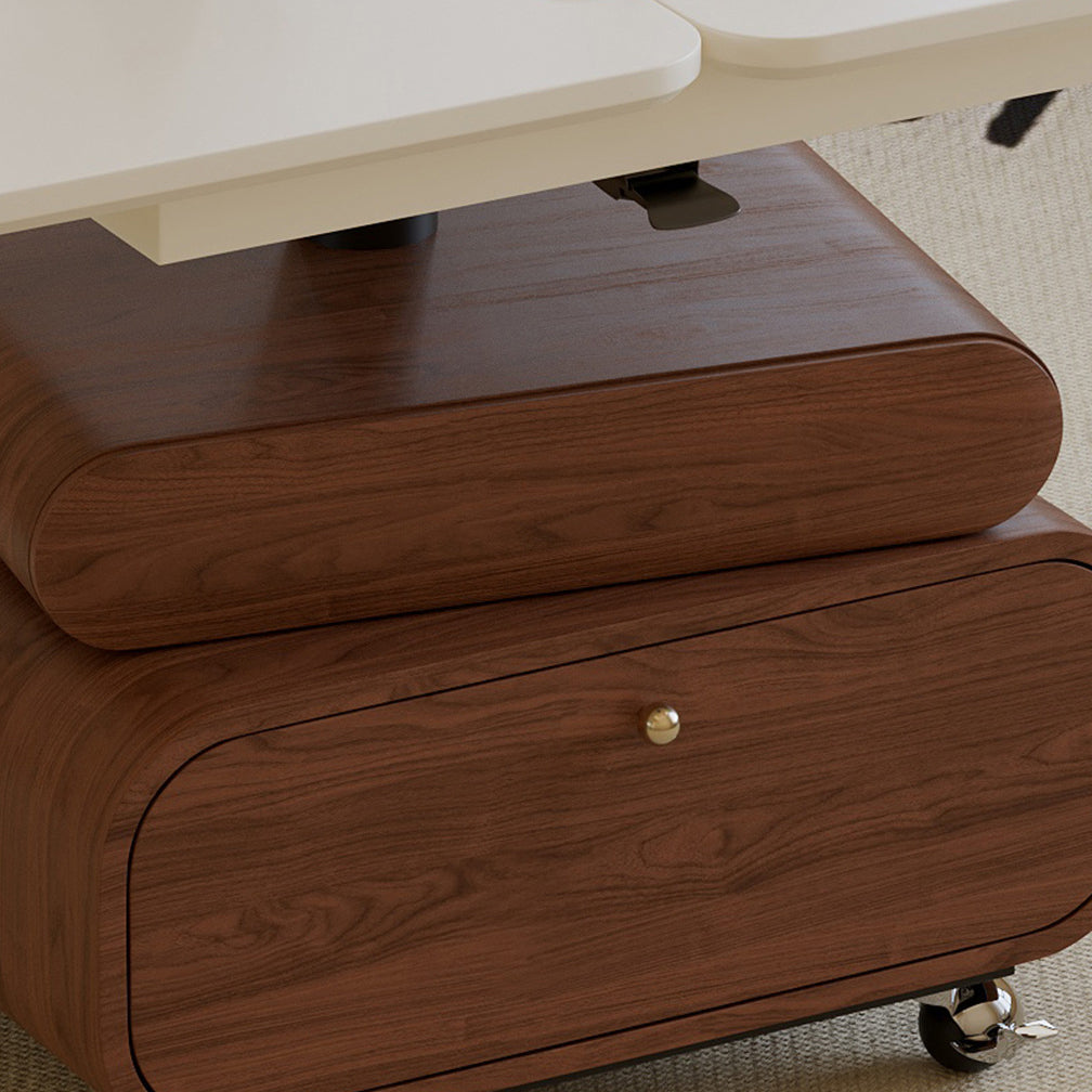 Traditional Chinese Solid Wood Hardware Rounded Square Lift-Top Coffee Table With 1-Tier For Living Room
