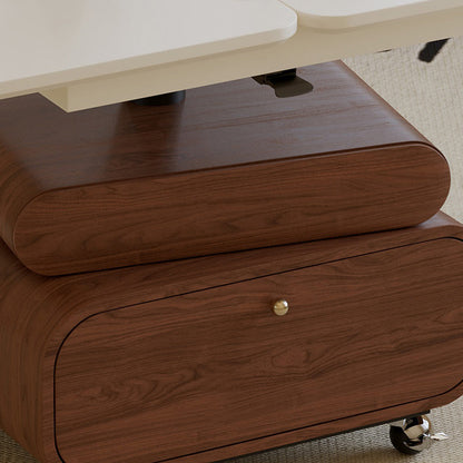 Traditional Chinese Solid Wood Hardware Rounded Square Lift-Top Coffee Table With 1-Tier For Living Room