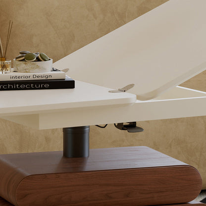 Traditional Chinese Solid Wood Hardware Rounded Square Lift-Top Coffee Table With 1-Tier For Living Room