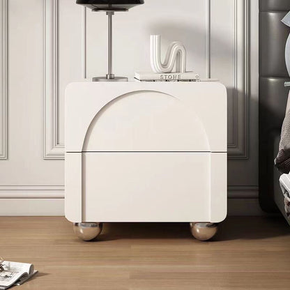 Traditional French Solid Wood Metal Stainless Steel Spherical Rectangular Nightstand With 2 Drawers For Bedroom