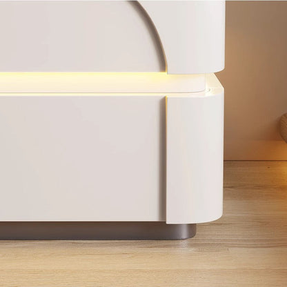 Contemporary Creative Solid Wood Carbon Steel Rounded Square Nightstand With 2 Drawers For Bedroom