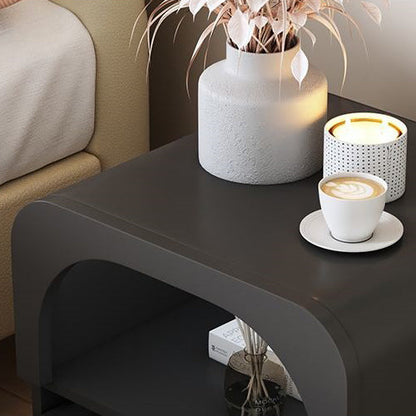 Contemporary Scandinavian Particle Board Glass Metal Rounded Square Nightstand With 1 Drawer For Bedroom