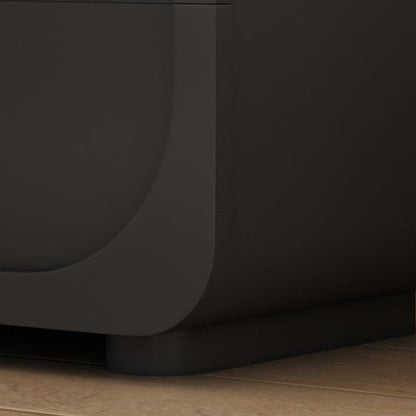 Contemporary Scandinavian Particle Board Glass Metal Rounded Square Nightstand With 1 Drawer For Bedroom