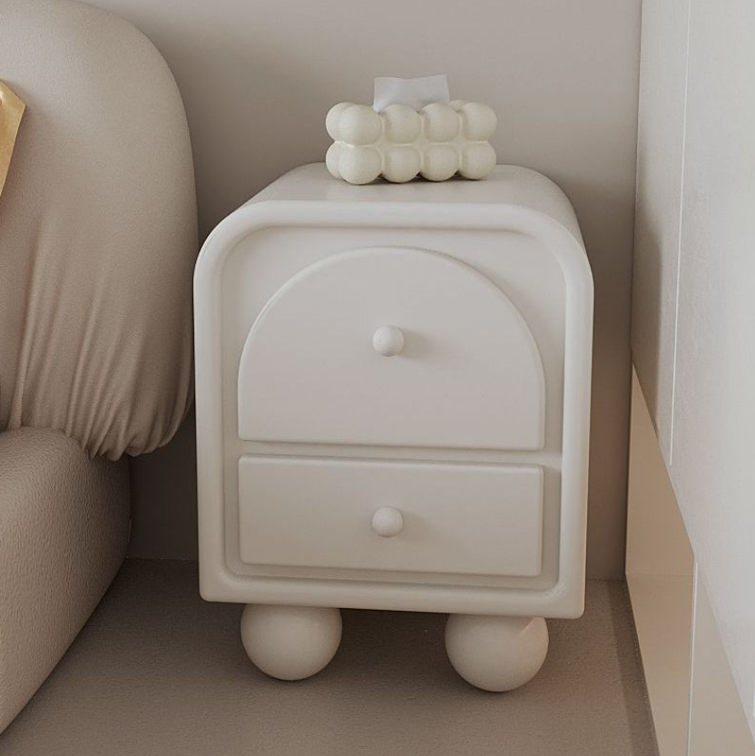 Traditional French Engineered Wood Metal Spherical Square Nightstand With 2 Drawers For Bedroom