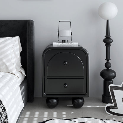 Traditional French Engineered Wood Metal Spherical Square Nightstand With 2 Drawers For Bedroom