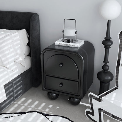 Traditional French Engineered Wood Metal Spherical Square Nightstand With 2 Drawers For Bedroom