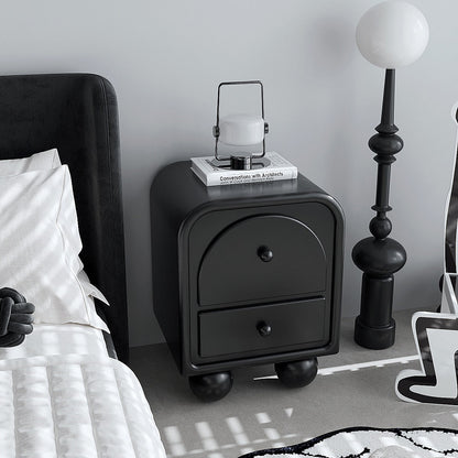 Traditional French Engineered Wood Metal Spherical Square Nightstand With 2 Drawers For Bedroom
