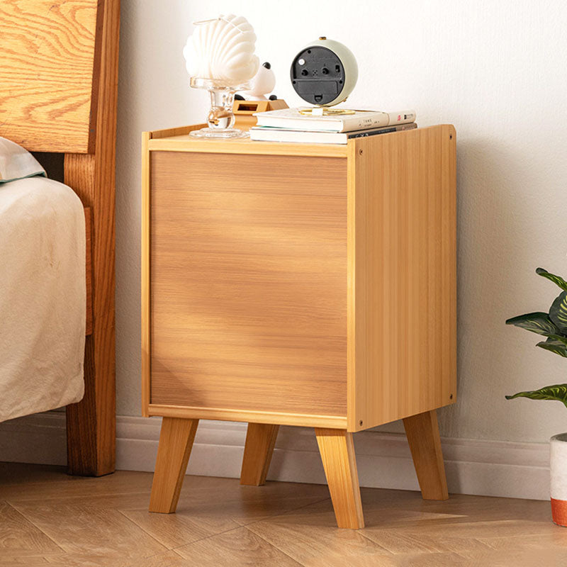Traditional Vintage Bamboo Imitation Rattan Hollow Rectangular Nightstand With 1-Storage For Bedroom