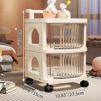 Modern Minimalist PP Mobile Rounded Square Storage Shelf With 2/3/4/5 Layers For Living Room