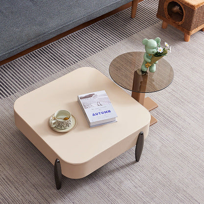 Contemporary Scandinavian Carbon Steel Sintered Stone Tempered Glass Faux Leather Round Square Side Table 1-Tier For Living Room
