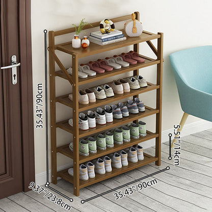 Modern Minimalist Bamboo Rectangular Shoe Storage 6-Shelves For Living Room