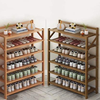 Modern Minimalist Bamboo Rectangular Shoe Storage 6-Shelves For Living Room