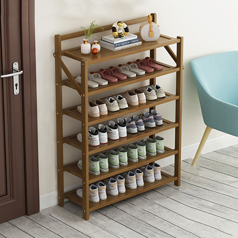 Modern Minimalist Bamboo Rectangular Shoe Storage 6-Shelves For Living Room