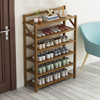 Modern Minimalist Bamboo Rectangular Shoe Storage 6-Shelves For Living Room