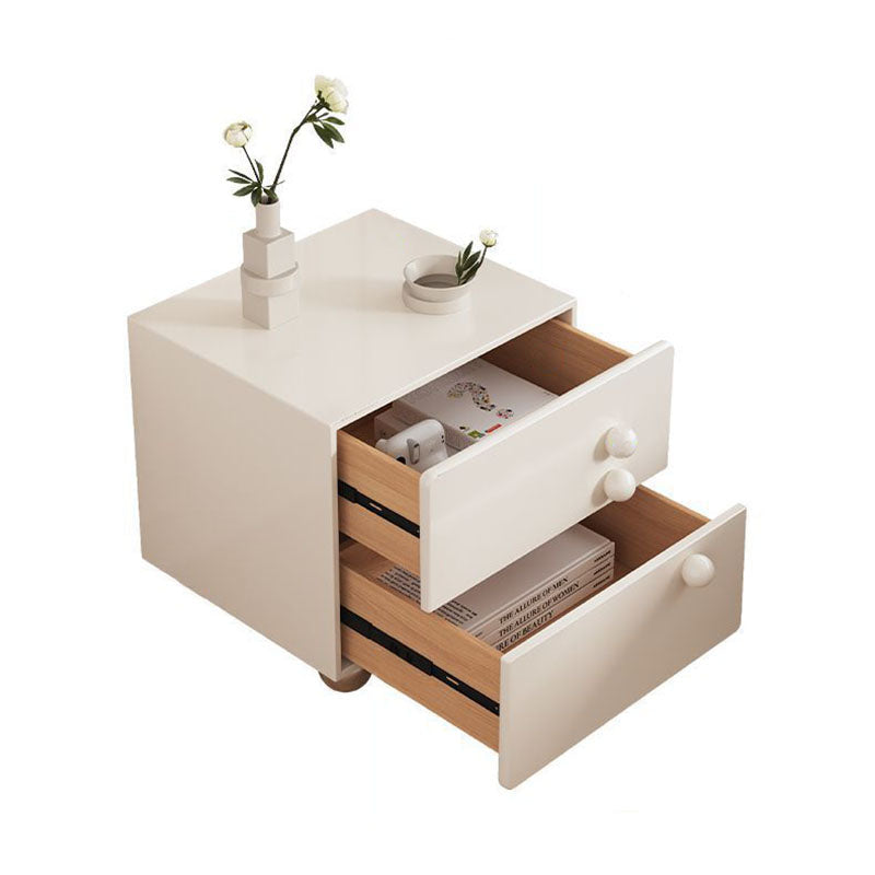 Traditional French Wood Panel Solid Wood Stainless Steel Ball-Shaped Square Nightstand With 2 Drawers For Bedroom