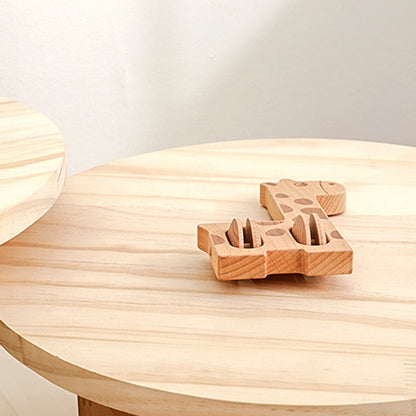 Modern Minimalist Pine Wood Round Oval Coffee Table 1-Tier For Living Room
