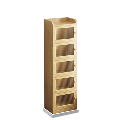 Modern Minimalist Solid Wood Acrylic Rectangular Storage Cabinet 6-Tier For Living Room