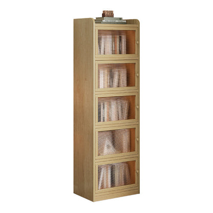 Modern Minimalist Solid Wood Acrylic Rectangular Storage Cabinet 6-Tier For Living Room