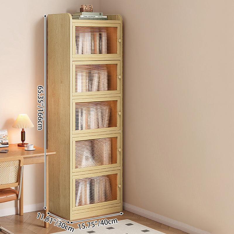 Modern Minimalist Solid Wood Acrylic Rectangular Storage Cabinet 6-Tier For Living Room