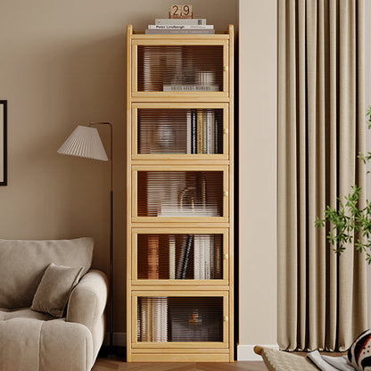 Modern Minimalist Solid Wood Acrylic Rectangular Storage Cabinet 6-Tier For Living Room